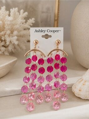 Ashley Cooper Pink Gradient Beaded Dangle Earrings gold drop cute gift limited